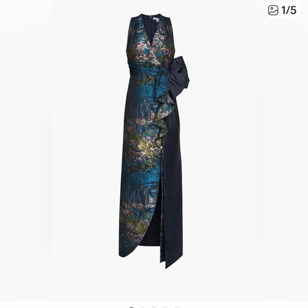 Kay Unger Asymmetrical Blue and Black Dress